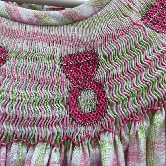 KISSY FISH SMOCKED DRESS IN‎ PINK AND GREEN PLAID - Picture 4 of 7